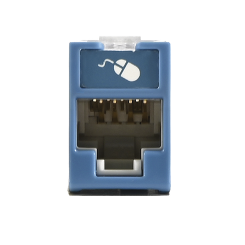 Jack UltraMAX Cat6, UTP, Montaje híbrido en Placa de Pared (Plano y Angulado), Color Azul, Punch Down
