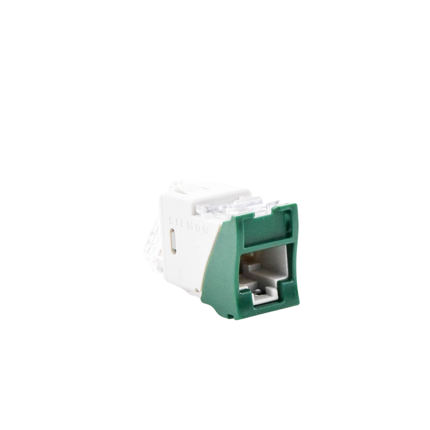 Jack Ultramax Cat6, UTP, Montaje Híbrido en Placa de Pared (Plano y Angulado), Color Verde, Punch Down