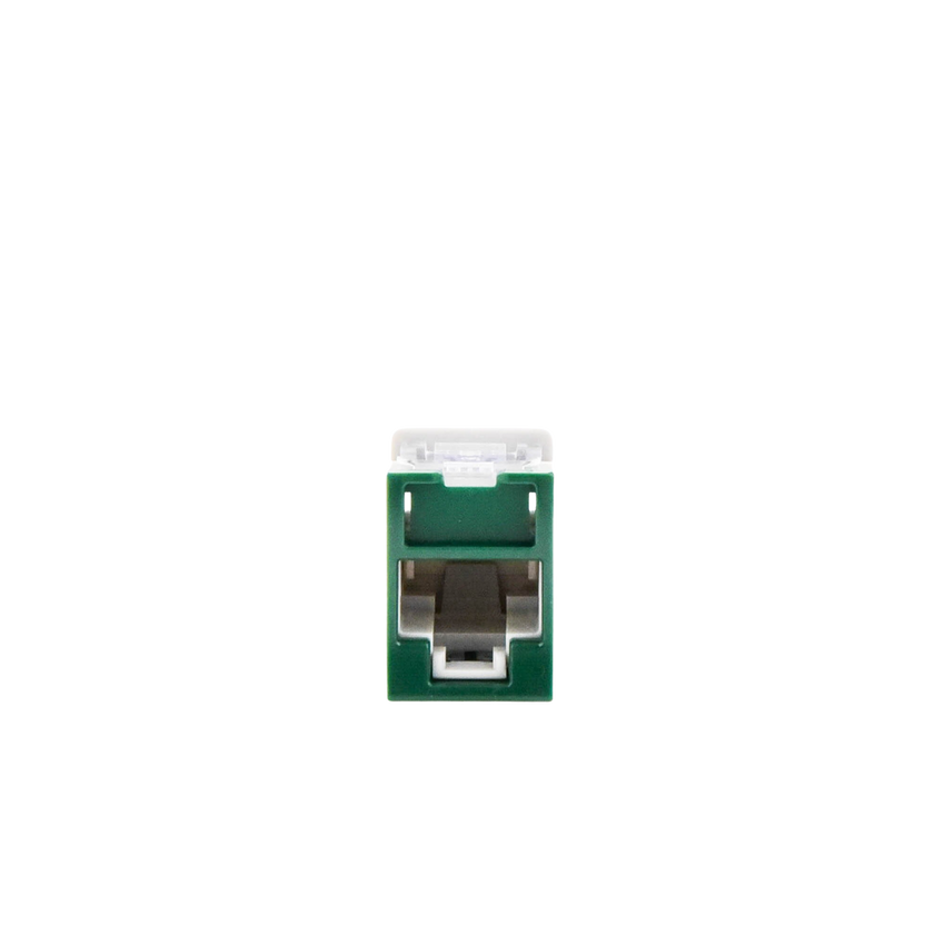 Jack Ultramax Cat6, UTP, Montaje Híbrido en Placa de Pared (Plano y Angulado), Color Verde, Punch Down