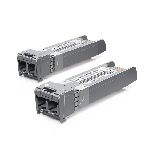 UFiber Módulo SFP+ 10G, transceptor MiniGibic MultiModo 10 Gbps, distancia 300m, conectores LC, paquete de 2 piezas