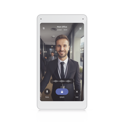 UniFi Intercom Viewer, monitor que se vincula a UA-INTERCOM, para visualizar y aperturar, pantalla táctil de 5", energizado por POE, montaje en pared