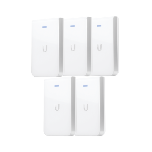 5 Access Point UniFI doble banda, cobertura 180°, MIMO 2x2 de pared para habitaciones de hotel.