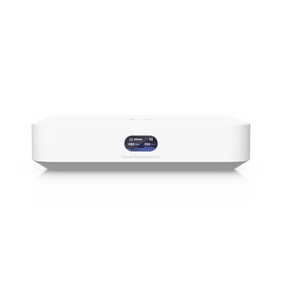 UCG Max Cloud Gateway de 2.5 GbE Compacto con Soporte para hasta 30 Dispositivos UniFi, 300+ Clientes, Enrutamiento IPS de 2.3 Gbps y Almacenamiento 512 GB de Memoria Interna