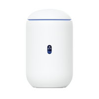 UniFi Dream Router con WiFi 6, 4 puertos LAN Gigabit de los cuales 2 son POE 802.3af. Aplicaciones UniFi Network, Protect y Access pre-instaladas. Pantalla LCD