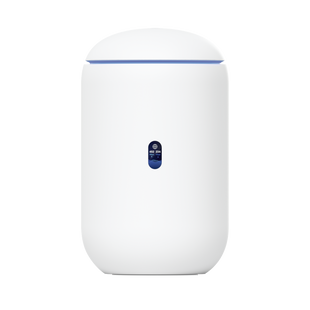 UniFi Dream Router con WiFi 6, 4 puertos LAN Gigabit de los cuales 2 son POE 802.3af. Aplicaciones UniFi Network, Protect y Access pre-instaladas. Pantalla LCD