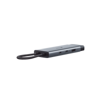 Adaptador HUB 6 en 1, 1 puerto USB-C entrada, 1 puerto HDMI 4K, 1 puerto Ethernet Gigabit, 1 puerto USB-C y 2 puertos USB-A
