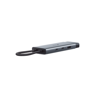Adaptador HUB 6 en 1, 1 puerto USB-C entrada, 1 puerto HDMI 4K, 1 puerto Ethernet Gigabit, 1 puerto USB-C y 2 puertos USB-A