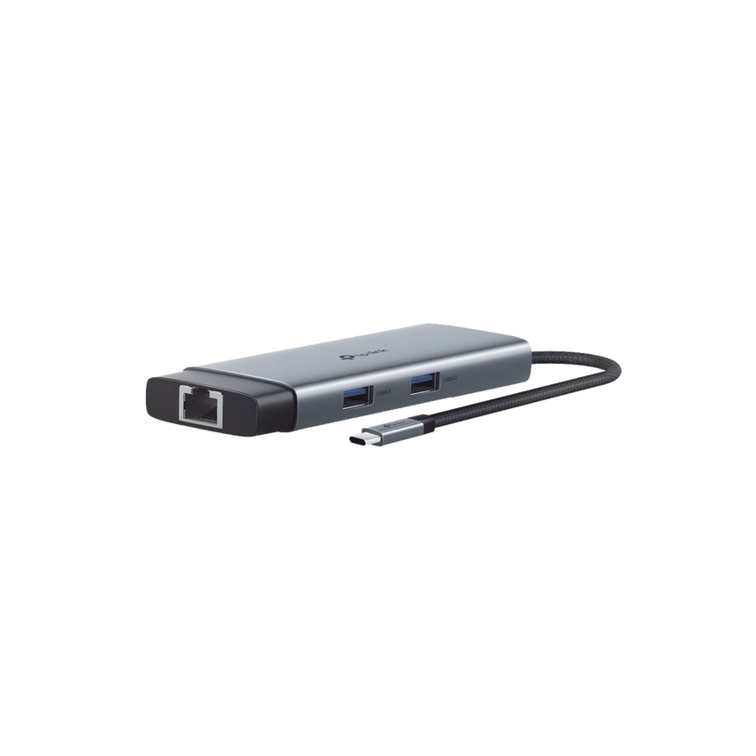 Adaptador HUB 6 en 1, 1 puerto USB-C entrada, 1 puerto HDMI 4K, 1 puerto Ethernet Gigabit, 1 puerto USB-C y 2 puertos USB-A