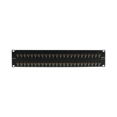 Patch Panel UltraMAX. UTP, Precargado con Jacks Cat6A, 48 Puertos, Plano, 2U