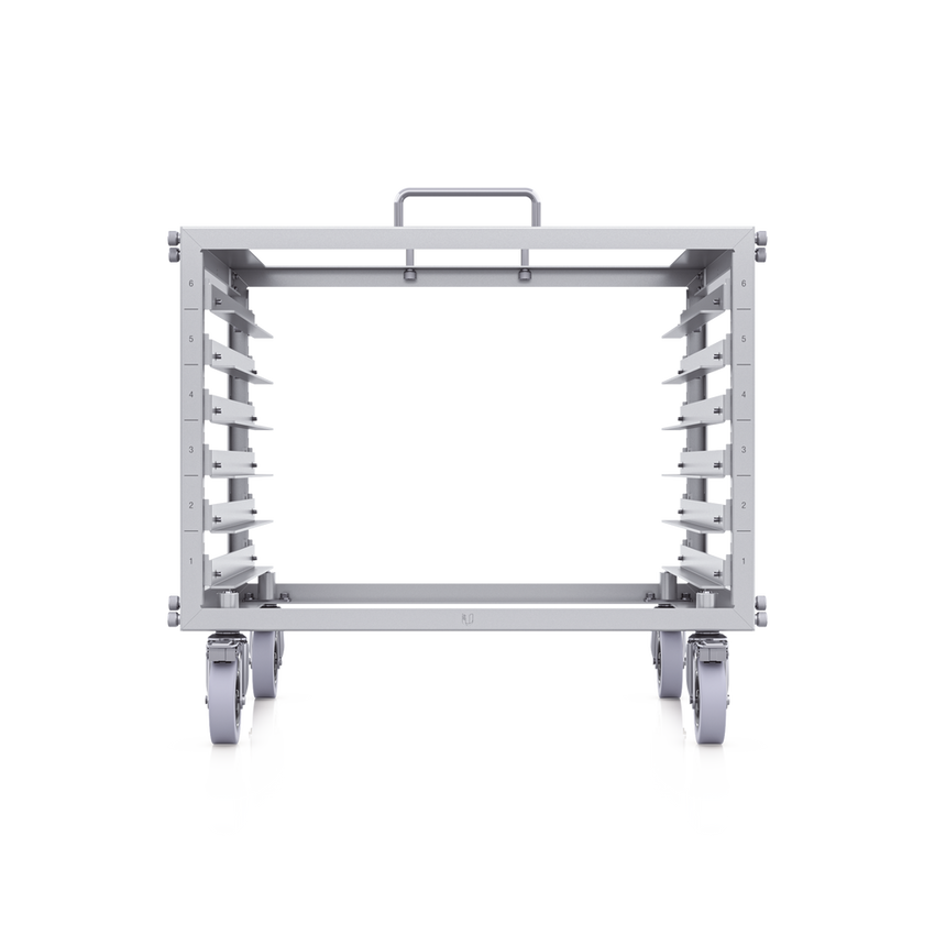 Rack Abierto 6U Compacto y Apilable sin Herramientas para Equipos UniFi, Ensamblaje Toolless, Ruedas con Seguro y Expansión a 12U con Kit de Apilado