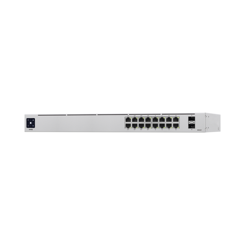 UniFi Switch USW-16-POE Gen2, Capa 2 de 16 puertos (8 puertos PoE 802.3af/at + 8 puertos Gigabit) + 2 puertos 1G SFP, 42W, pantalla informativa