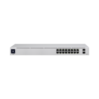 UniFi Switch USW-16-POE Gen2, Capa 2 de 16 puertos (8 puertos PoE 802.3af/at + 8 puertos Gigabit) + 2 puertos 1G SFP, 42W, pantalla informativa
