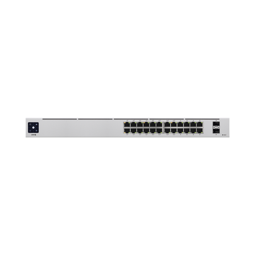 UniFi Switch USW-24-POE Gen2, Capa 2 de 24 puertos (16 puertos PoE 802.3af/at + 8 puertos Gigabit) + 2 puertos 1G SFP, 95W, pantalla informativa