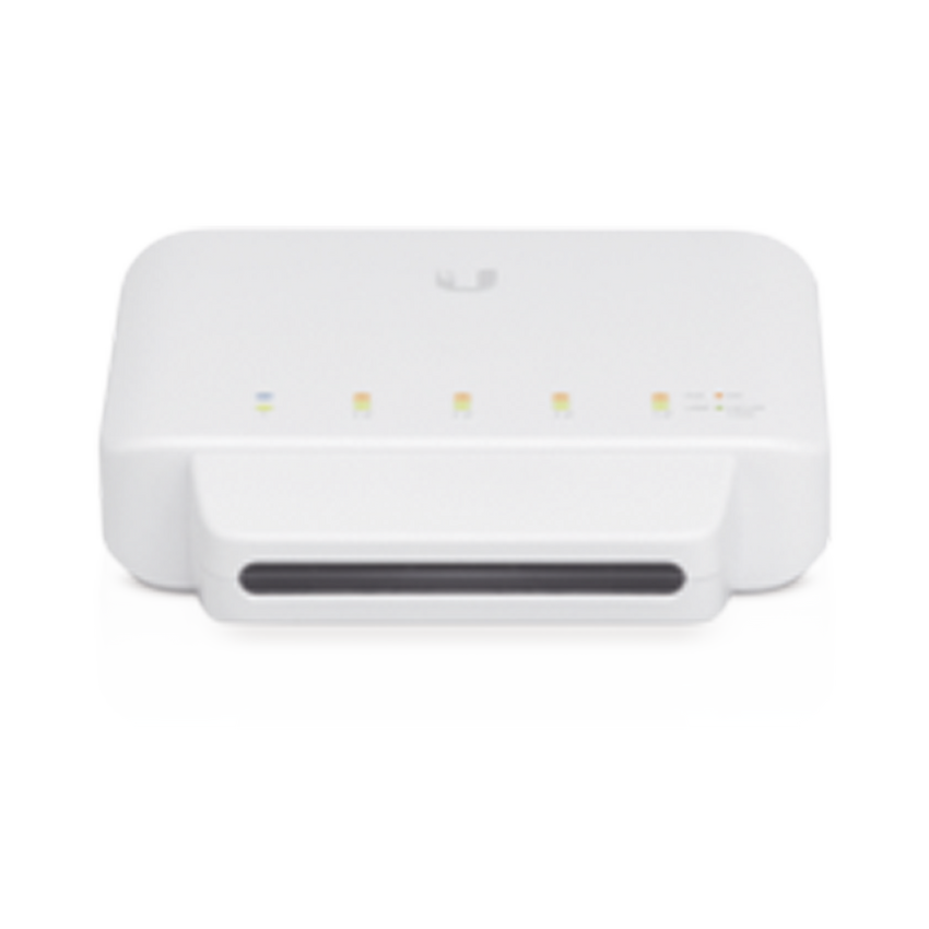 Switch UniFi FLEX de 5 puertos para semi-exterior IP55 (1 x PoE de entrada 802.3af/at/bt y 4 puertos PoE de salida 802.3af)