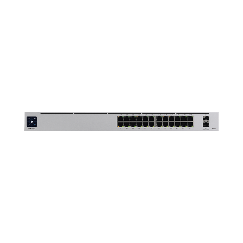 UniFi Switch USW-Pro-24-POE Gen2, con funciones capa 3, de 24 puertos PoE 802.3at/bt + 2 puertos 1/10G SFP+, 400W, pantalla informativa