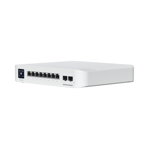Switch UniFi Pro 8 PoE Administrable Capa 3, 8 puertos GbE / (6) puertos POE+ af/at y (2) puertos POE++ 802.3bt / (2) puertos SFP+ 10G / 120W de presupuesto POE