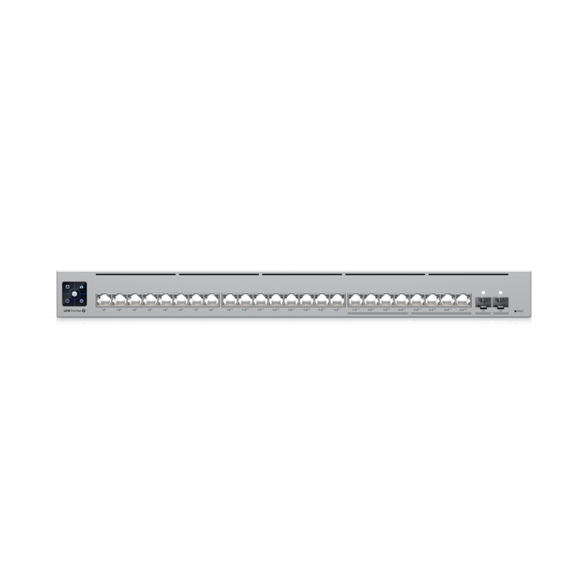 UniFi Switch Pro Max 24 POE, 24 puertos (8 puertos POE++ 2.5 GbE y 16 puertos GbE POE+), 2 puertos SFP+ 10G, 400W, pantalla táctil