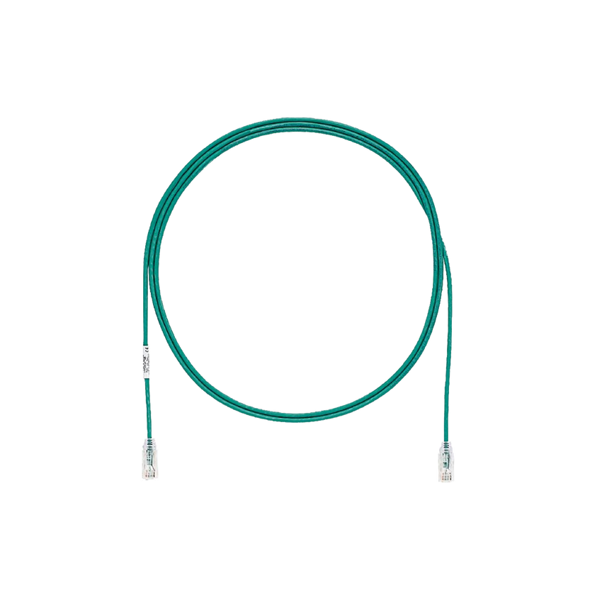Cable de Parcheo TX6, UTP Cat6, Diámetro Reducido (28AWG), Color Verde, 1ft