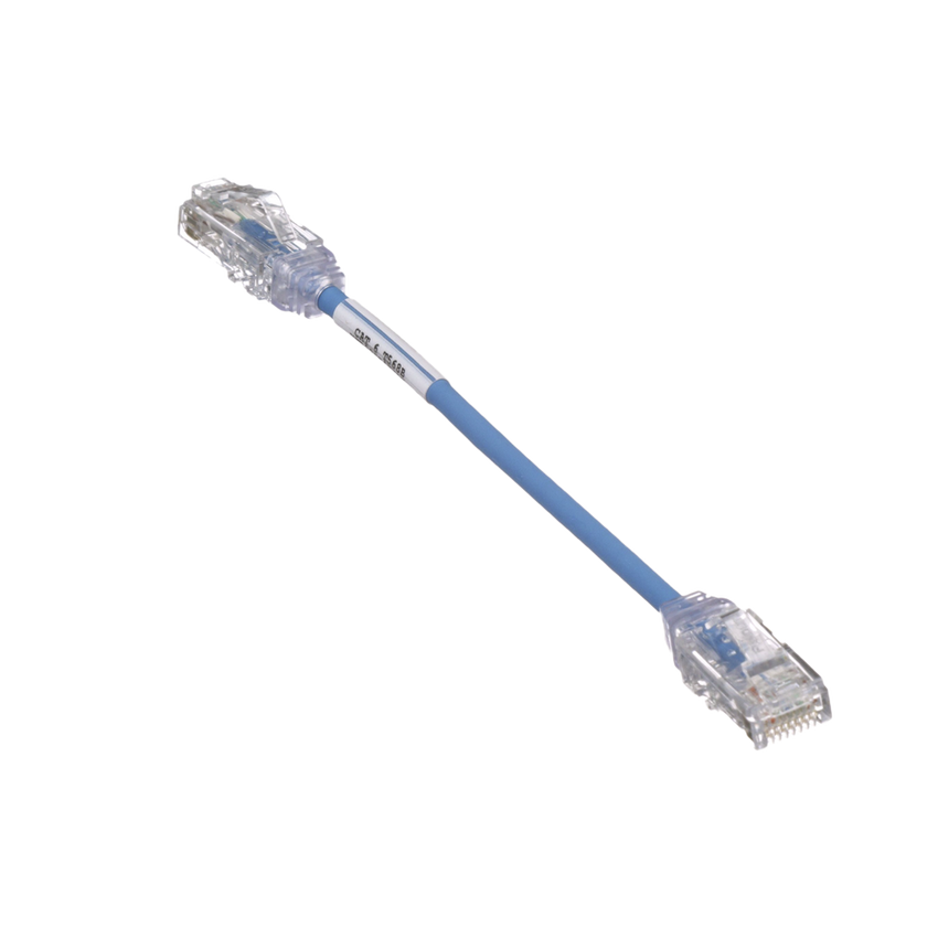 Cable de Parcheo TX6, UTP Cat6, Diámetro Reducido (28AWG), Color Azul, 15.2 cm (6 pulgadas)