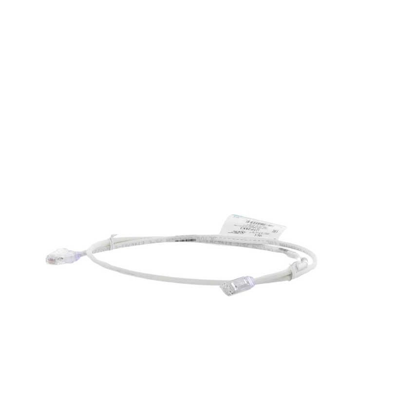 Cable de Parcheo UTP Cat6A, CM/LSZH, Diámetro Reducido (28AWG), Color Blanco Mate, 0.91 Metros (3 Pies)