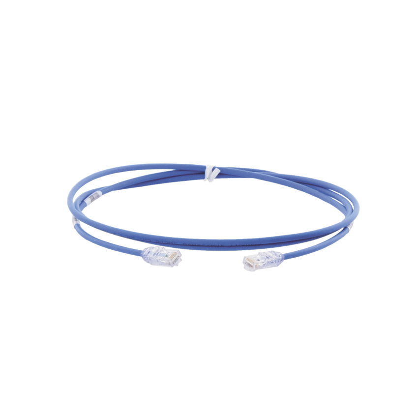 Cable de Parcheo UTP Cat6A, CM/LSZH, Diámetro Reducido (28AWG), Color Azul, 1.83 Metros (6 Pies)