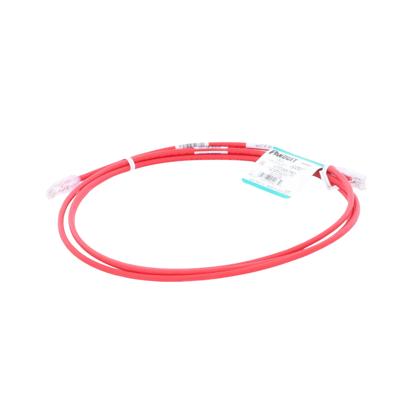 Cable de Parcheo UTP Cat6A, CM/LSZH, Diámetro Reducido (28AWG), Color Rojo, 2.13 Metros (7 Pies)