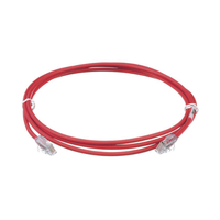 Cable de Parcheo UTP Cat6A, CM/LSZH, Diámetro Reducido (28AWG), Color Rojo, 2.13 Metros (7 Pies)