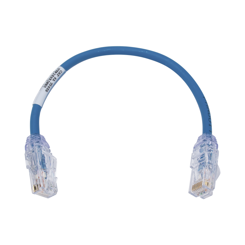 Cable de Parcheo UTP, Cat6A, Diámetro Reducido (28 AWG), CM/LSZH, Color Azul, 8in (20.3cm)