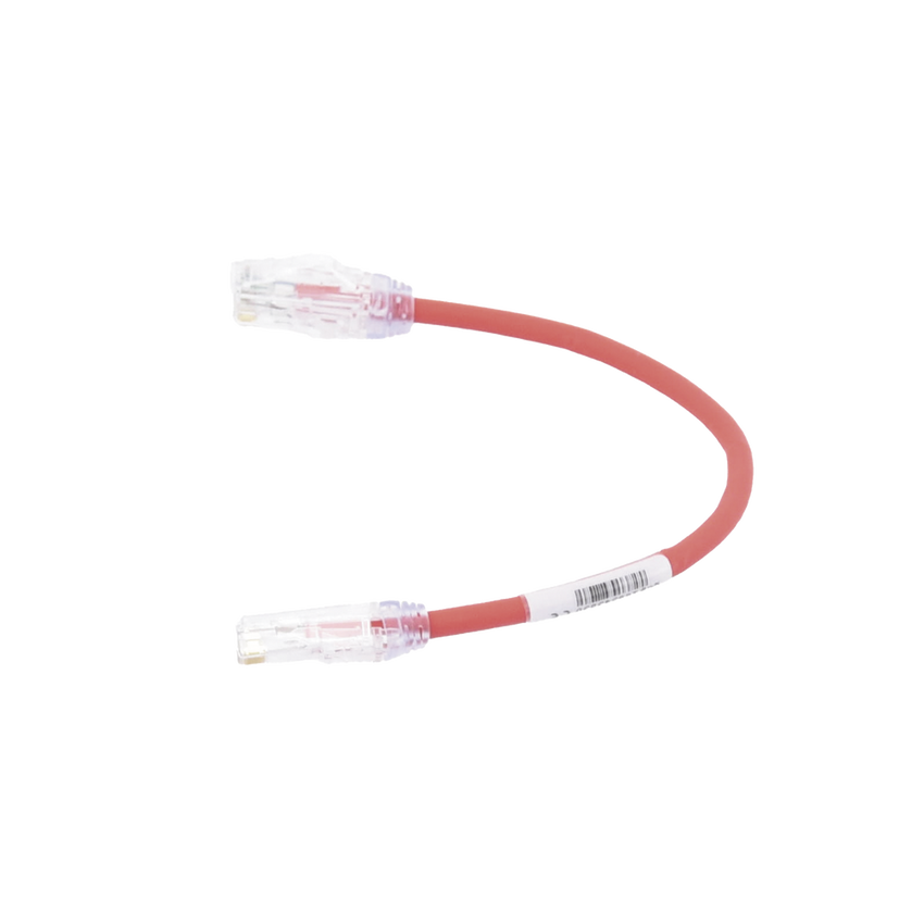 Cable de Parcheo UTP, Cat6A, Diámetro Reducido (28 AWG), CM/LSZH, Color Rojo, 20.3 cm (8 Pulgadas)