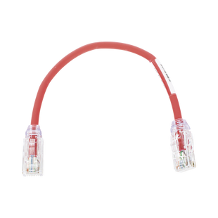 Cable de Parcheo UTP, Cat6A, Diámetro Reducido (28 AWG), CM/LSZH, Color Rojo, 20.3 cm (8 Pulgadas)