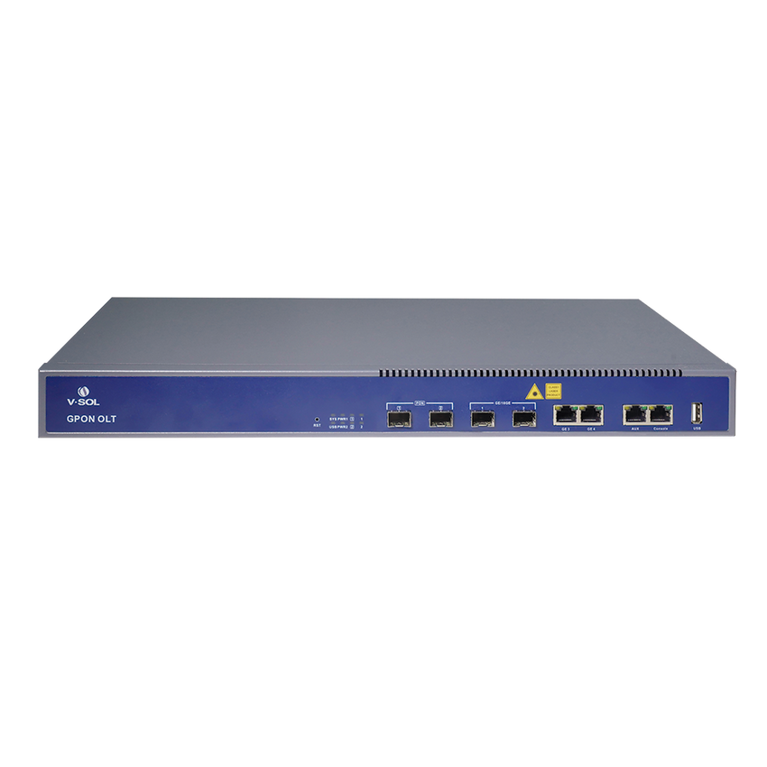 OLT de 2 puertos GPON + 4 puertos Uplink (2 puertos Gigabit Ethernet + 2 puerto SFP/SFP+) , hasta 256 ONUS