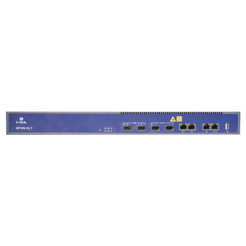OLT de 2 puertos GPON + 4 puertos Uplink (2 puertos Gigabit Ethernet + 2 puerto SFP/SFP+) , hasta 256 ONUS