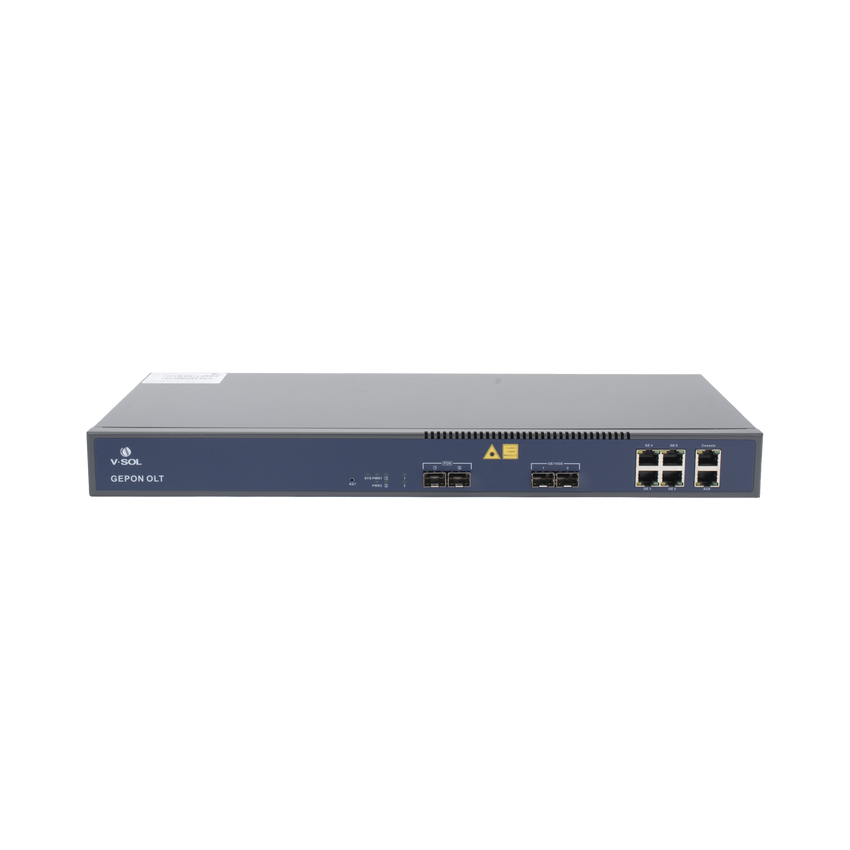 OLT de 2 puertos EPON con 6 puertos Uplink (4 puertos Gigabit Ethernet + 2 puertos Gigabit Ethernet SFP/SFP+) / hasta 128 ONUS