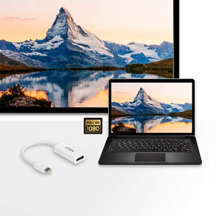 Adaptador de Mini DisplayPort a HDMI | Compatible con productos Macintosh | Admite sonido Dolby True HD y DTS HD Master Audio |