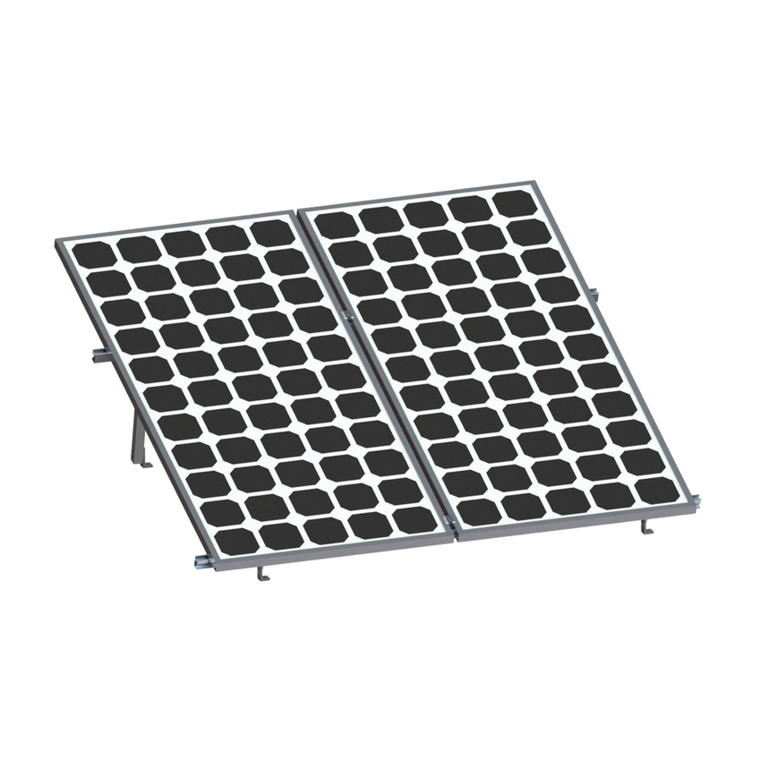 Montaje para 2 Paneles Solares, Riel "8" de 2700mm para Módulos con Espesor de 30-35mm, Velocidad de Viento Máx. 136km/h