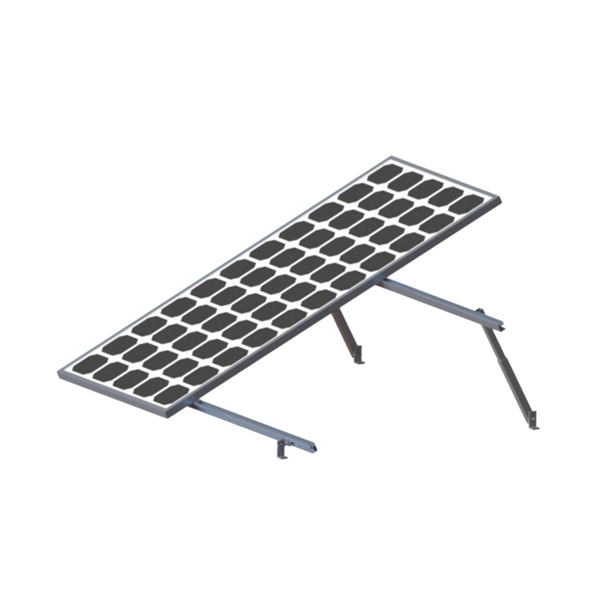 Montaje para 2 Paneles Solares, Riel "8" de 2700mm para Módulos con Espesor de 30-35mm, Velocidad de Viento Máx. 136km/h