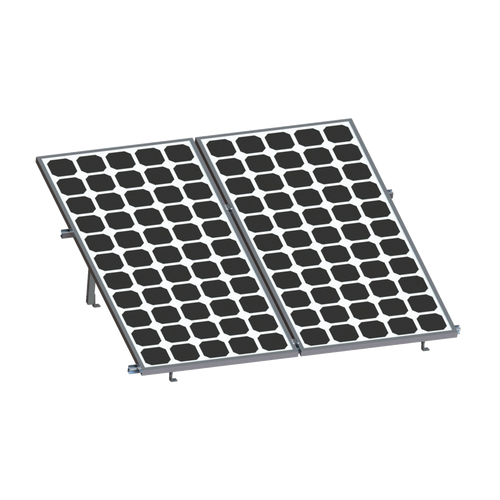 Montaje para 2 Paneles Solares, Riel "8" de 2700mm para Módulos con Espesor de 30-35mm, Velocidad de Viento Máx. 136km/h