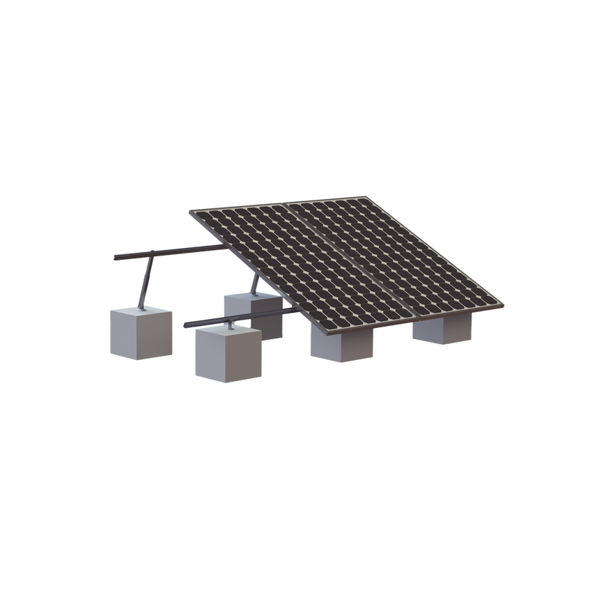 Montaje para 3 Panel Solar, Riel "8" de 4050mm para Módulos con Espesor de 35mm, Velocidad de Viento Máx. 136km/h (20° a 45°)