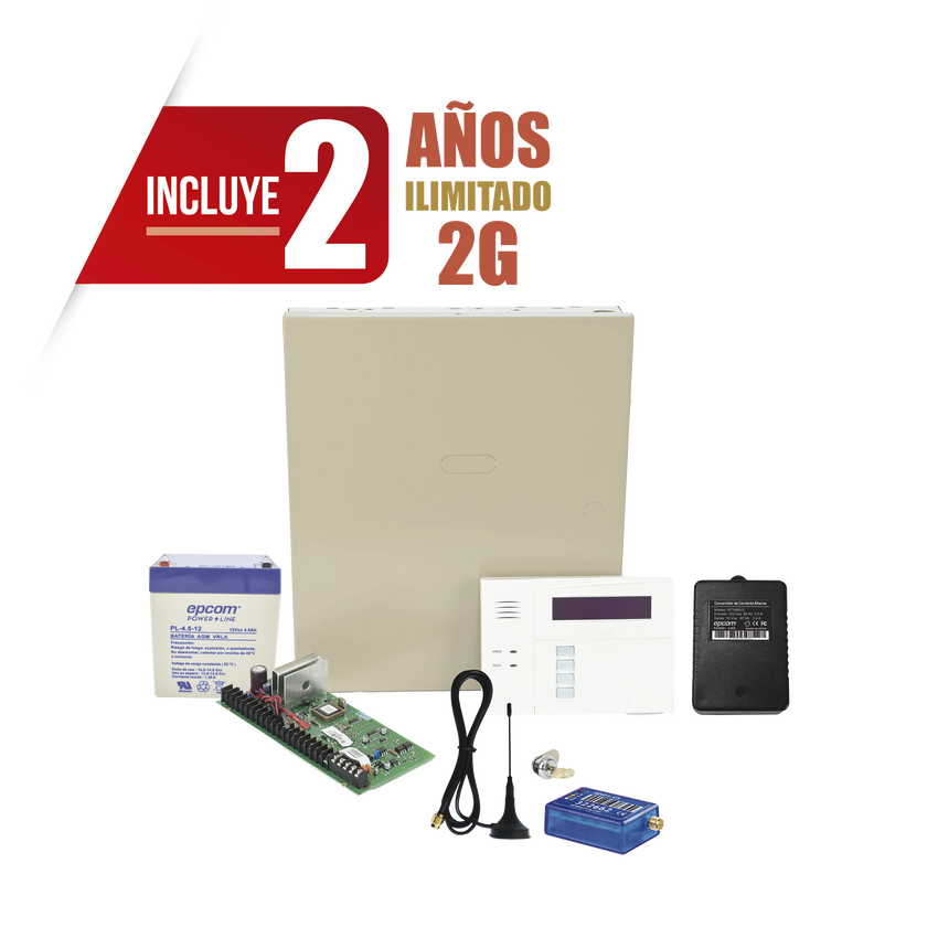 (2 Años datos ILIMITADO INCLUIDO)  Kit Vista48LA con comunicador MINI012G, Teclado, Gabinete, Bateria y Transformador