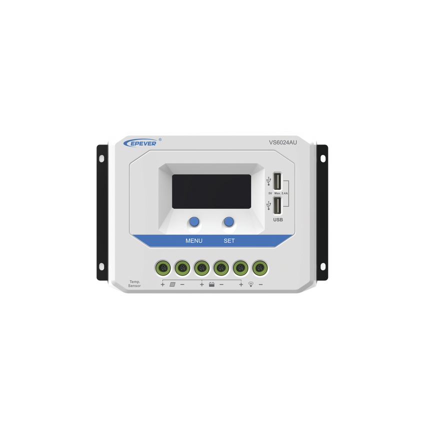 Controlador Solar de Carga PWM 12/24V 60 A, Salida USB, con Display