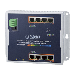 Switch Industrial PoE Administrable de Pared Capa 2, 8 Puertos Gigabit PoE 802.3at y 2 Puertos 100/1000X SFP