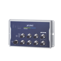 Switch Industrial Tipo Plano, Capa 2, 8 Puertos M12 10/100/1000T, Con Modo Bypass, Carcasa IP40