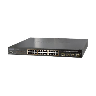 Switch Administrable L2+ de 24 puertos 10/100/1000T PoE+ con 4 puertos combo TP/SFP Gigabit