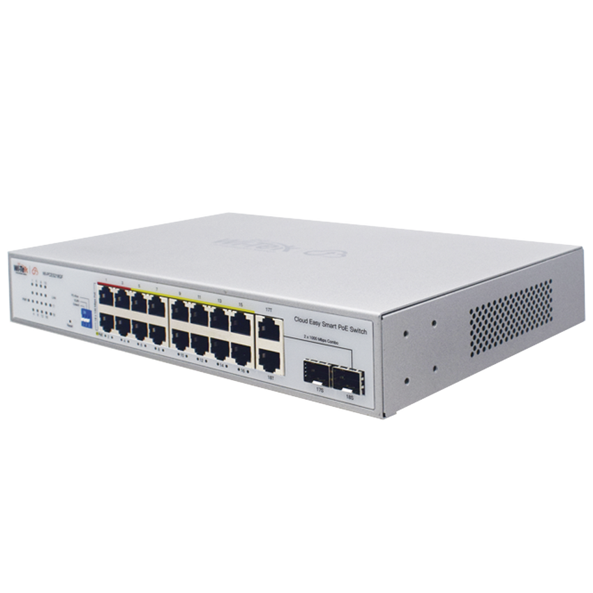 Switch PoE / Administración en la nube / Con 4 puertos 10/100 Mbsp PoE af/at / 2 Puertos Uplink 10/100 MBPS /  Presupuesto 60 W / PoE hasta 250 metros / Soporta protocolo ONVIF
