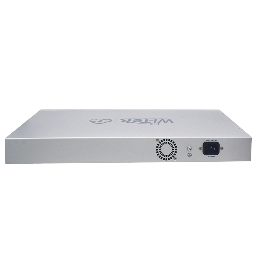 Switch PoE (802.3af/at/bt) / No administrable de largo alcance / Hasta 250m / Con 24 x 10/100Mbps + 2 x SFP Gigabit Combo / 250 W