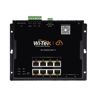 Switch L2 PoE Industrial / Administración Cloud Gratuita / 8 Puertos PoE af/at/bt 10/100/1000 Mbps / 2 Puertos SFP Gigabit / Máx Presupuesto PoE 145 W / Montaje Magnético - Riel DIN.