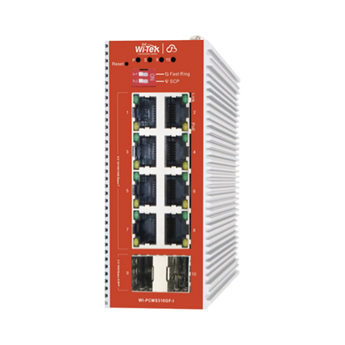 Switch L2+ PoE Industrial / Administración Cloud-Web-CLI / 8 Puertos PoE af/at 100/1000 Mbps / 2 Puertos SFP Gigabit / Presupuesto PoE 120 W / Protocolo ERSP (redundancia enlaces)
