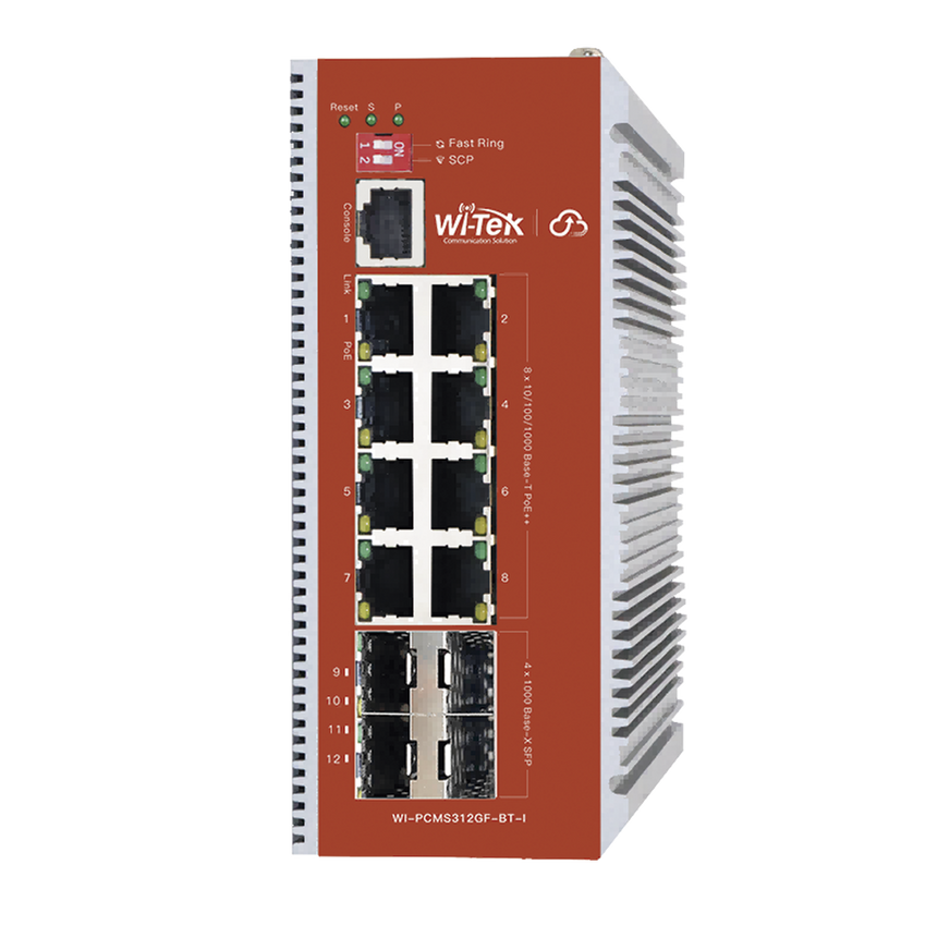 Switch L2+ PoE Industrial / Administración Cloud-Web-CLI / 8 Puertos PoE af/at/bt 100/1000 Mbps / 2 Puertos SFP Gigabit / Presupuesto PoE 460 W / Protocolo ERSP (redundancia enlaces)