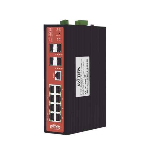 Switch Industrial administrable PoE, puerto 1-2 PoE 24/48. puertos 3-8 puertos 802.3 af/at/bt, hasta 60 W