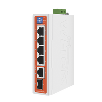 Switch Industrial / 4 Puertos 10/100 Mbps con PoE 802.3af/at / 2 Puertos Uplink Gigabit (1 Rj45 - 1 SFP) / PoE Hasta 250 m